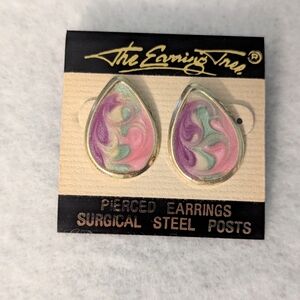 The Earring Tree Teardrop Earrings with Pastel Swirls
